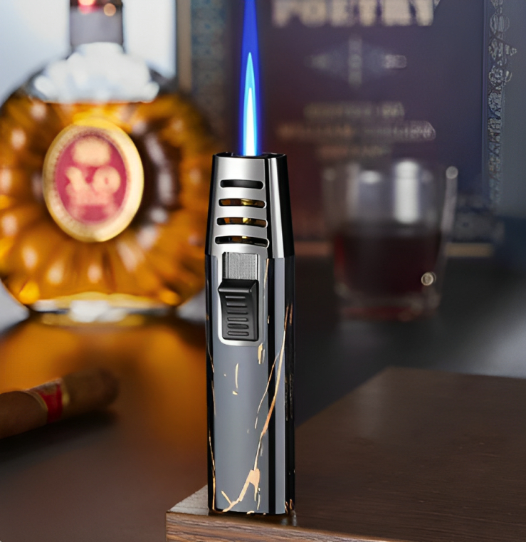 Picture of Windproof Metal Gas Torch Lighter Portable Cigar Lighter Powerful Turbo Inflatable Butane Jet Flame Lighter Kitchen BBQ Ignition