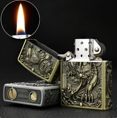 Picture of New Zorro Good quality 3D carved armor Windproof oil lighter
