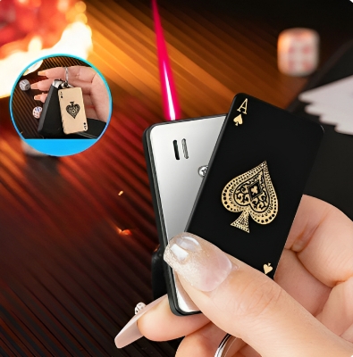 Picture of Upgraded Keychain Lighter Red Flame Side Sliding Ignition Metal Creative Cigarete Lighter Windproof