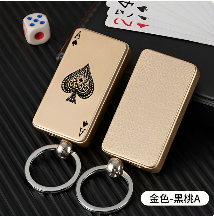 Picture of Upgraded Keychain Lighter Red Flame Side Sliding Ignition Metal Creative Cigarete Lighter Windproof