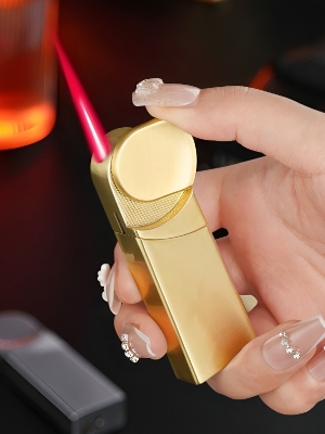 Picture of Creative Rotating Rocker Windproof Red Flame Lighter Small Portable Metal Inflatable Cigar Lighter Men's Gift Gadgets for Men