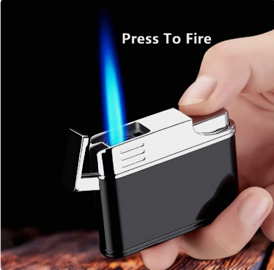 Picture of New Inflatable Gas Metal Lighter Outdoor Windproof Barbecue Kitchen Cigar Large Firepower Lighter Men's High End Gifts