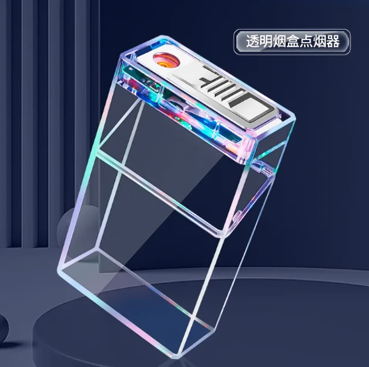 Picture of Brand New Type-c Rechargeable Cigarete Case Lighter Transparent Shell Visible Flash 20-pack Lighter Integrated Cigarete Case
