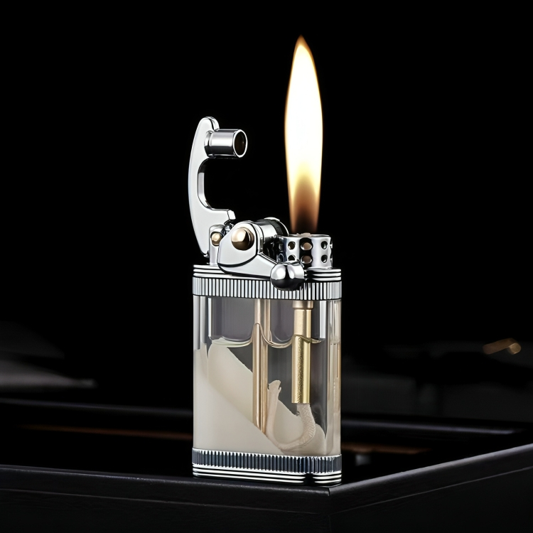 Picture of ZORRO Metal Vintage Grinding Wheel Lighter Luminous quicksand Rocker oil Lighter Transparent Fuel Tank Creative Gift