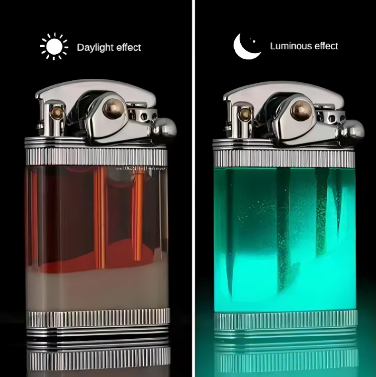 Picture of ZORRO Metal Vintage Grinding Wheel Lighter Luminous quicksand Rocker oil Lighter Transparent Fuel Tank Creative Gift
