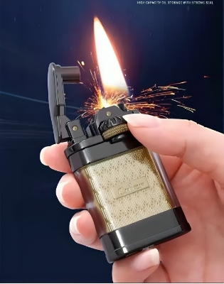 Picture of CHIEF Kerosene Lighter Creative Gear Linkage Transparent Fuel Tank Cigarete Accessories for Men Retro Gift Brand New