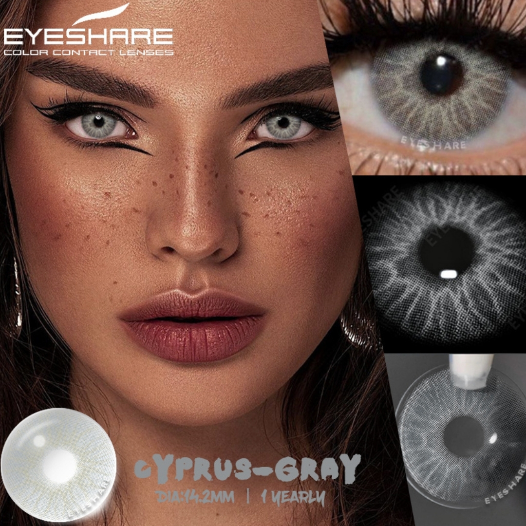 Picture of New Eyeshare Cyprus Gray Color Contact Lens With Regular Kit Box For Men And Women. 1 Pair Eyeshare Cyprus Color Contact Lens For Eye Makeup and Cosmetics.Eyeshare Cyprus Series. #cyprus