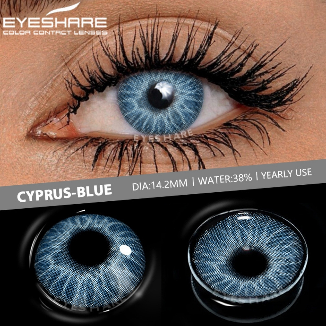 Picture of New Eyeshare Cyprus Blue Color Contact Lens With Regular Kit Box For Men And Women. 1 Pair Ksseye Color Contact Lens For Eye Mackup Cosmetics. Eyeshare Cyprus Series. #cyprus