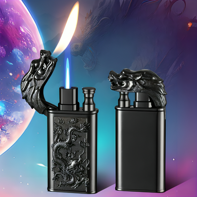Picture of New Leading Double Fire Inflatable Windproof Lighter Metal Jet Flame to Open Flame Cigarete Lighter Wholesale