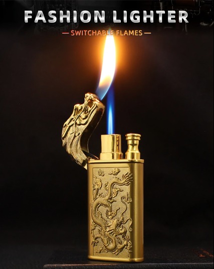 Picture of New Leading Double Fire Inflatable Windproof Lighter Metal Jet Flame to Open Flame Cigarete Lighter Wholesale