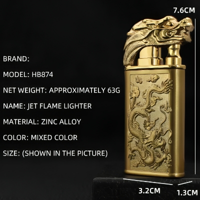 Picture of New Leading Double Fire Inflatable Windproof Lighter Metal Jet Flame to Open Flame Cigarete Lighter Wholesale