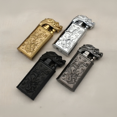 Picture of New Leading Double Fire Inflatable Windproof Lighter Metal Jet Flame to Open Flame Cigarete Lighter Wholesale