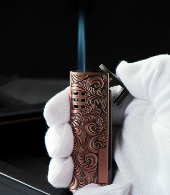 Picture of New metal vintage carved inflatable windproof lighter portable butane gas direct