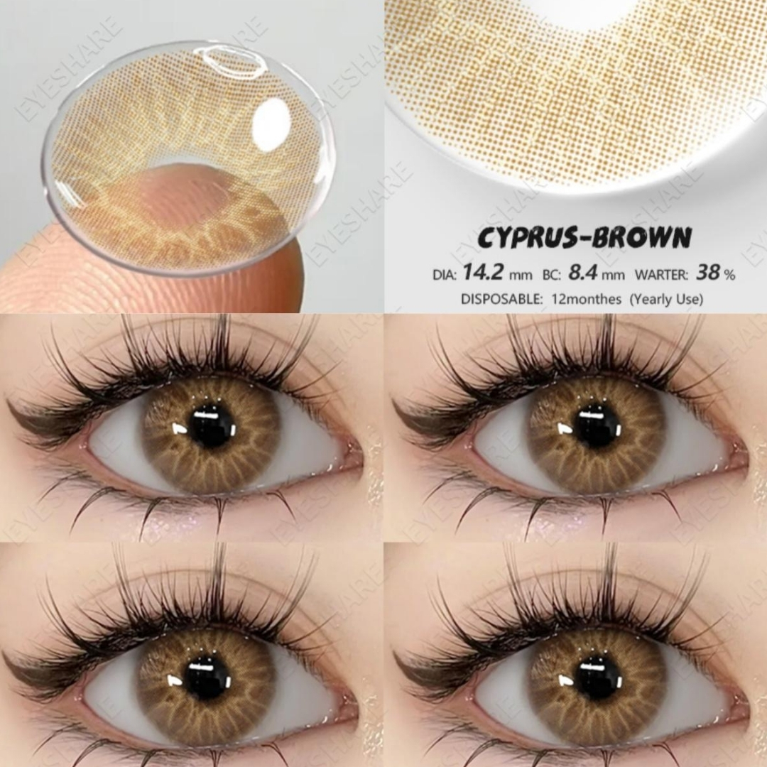 Picture of New Eyeshare Cyprus Brown Color Contact Lens With Regular Kit Box For Men And Women. 1 Pair Eyeshare Color Contact Lens For Eye Makeup Cosmetics. Eyeshare Cyprus Series. #cyprus