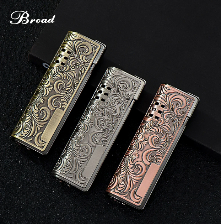 Picture of New metal vintage carved inflatable windproof lighter portable butane gas direct