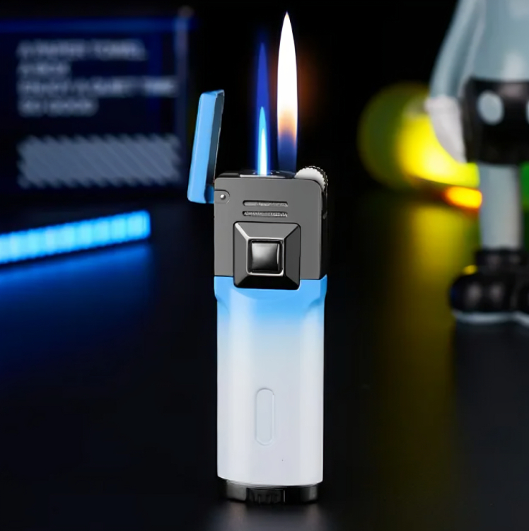 Picture of Classic Metal Gradient Double Flame Lighter Elegant Open Flame Durable Cycle Environmental Protection Practical
