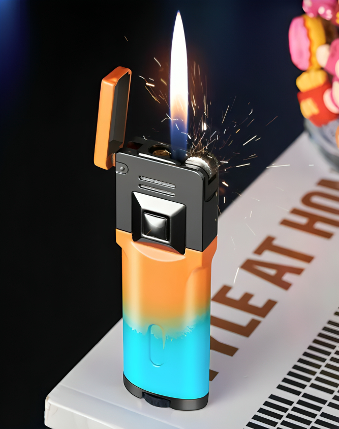 Picture of Classic Metal Gradient Double Flame Lighter Elegant Open Flame Durable Cycle Environmental Protection Practical