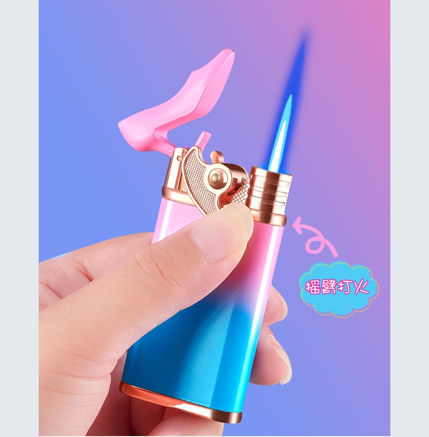 Picture of Metal Windproof Portable Butane Gas Blue Flame Gun Lighter Direct Charging Holiday Outdoor BBQ Kitchen Cigar Men Gift
