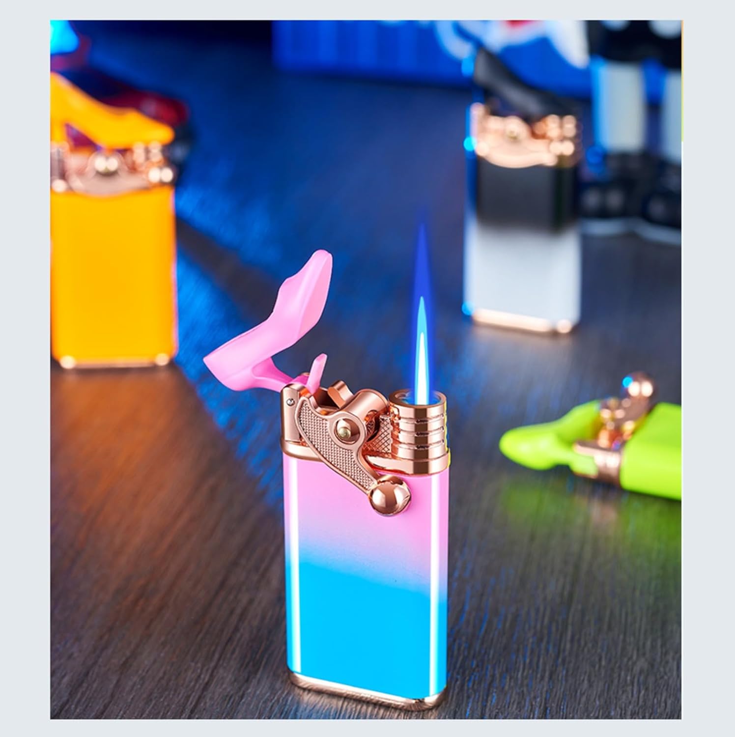 Picture of Metal Windproof Portable Butane Gas Blue Flame Gun Lighter Direct Charging Holiday Outdoor BBQ Kitchen Cigar Men Gift