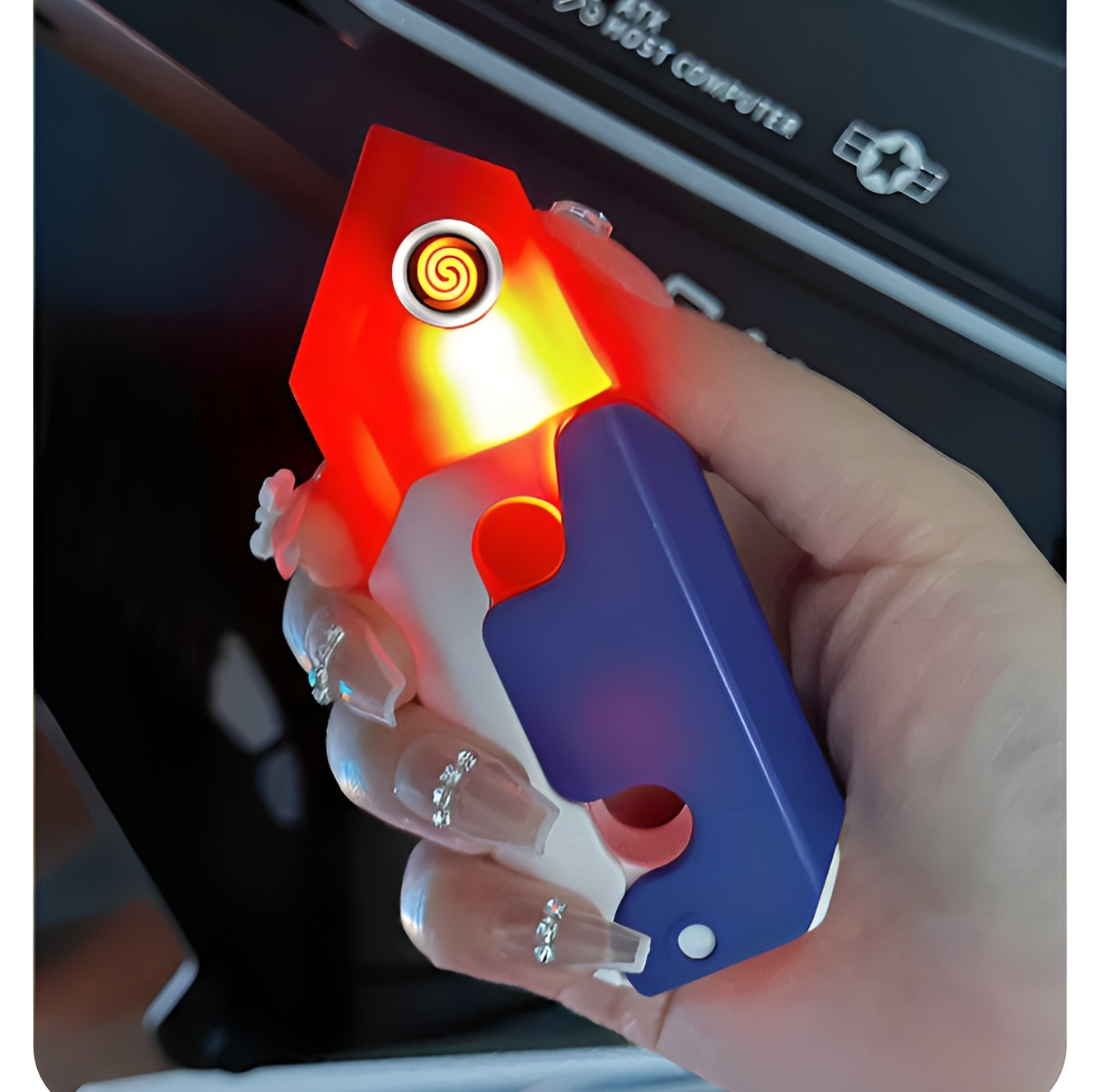 Picture of Creative luminous gravity radish windproof tungsten wire ignition type-C charging lighter smooth decompression USB lighter