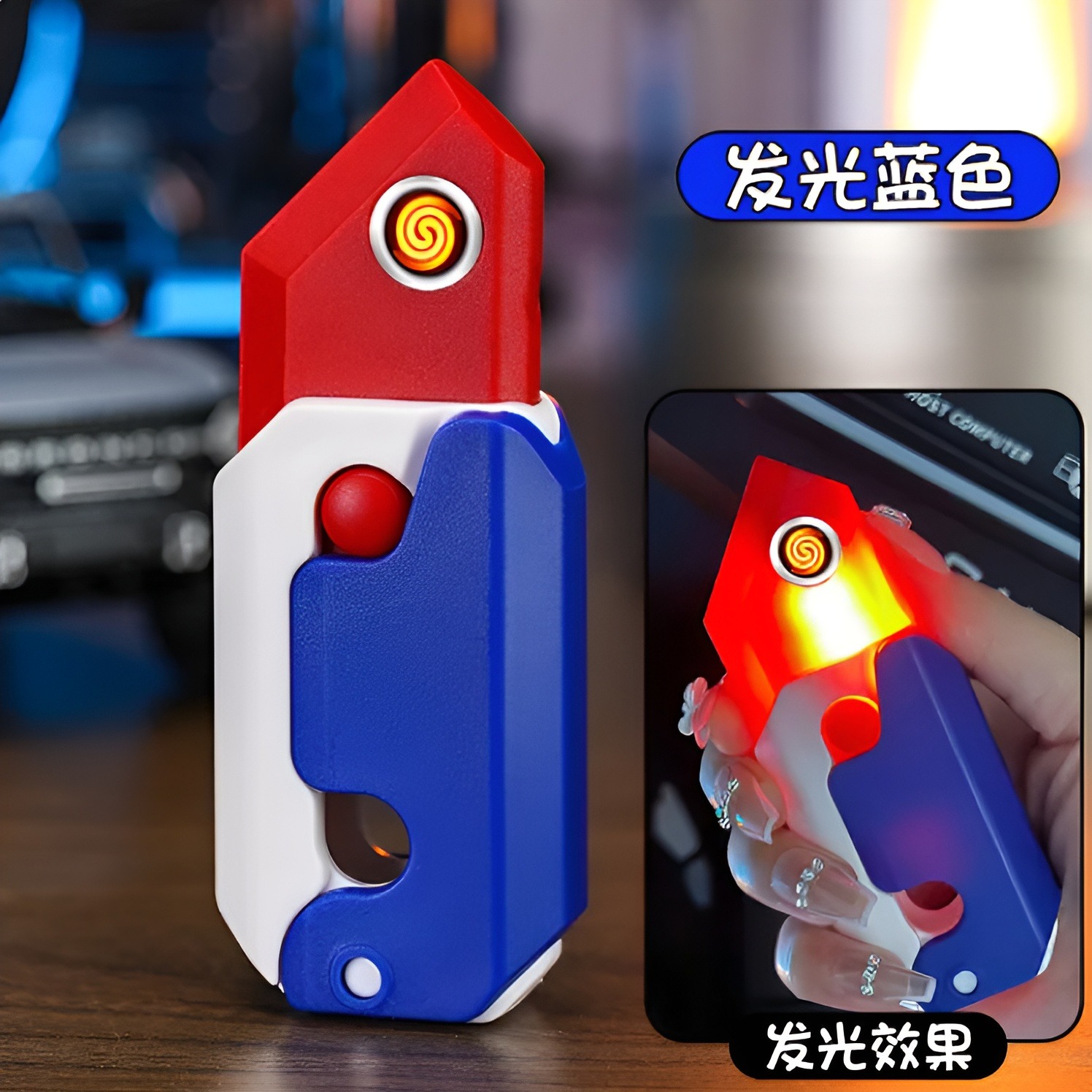 Picture of Creative luminous gravity radish windproof tungsten wire ignition type-C charging lighter smooth decompression USB lighter