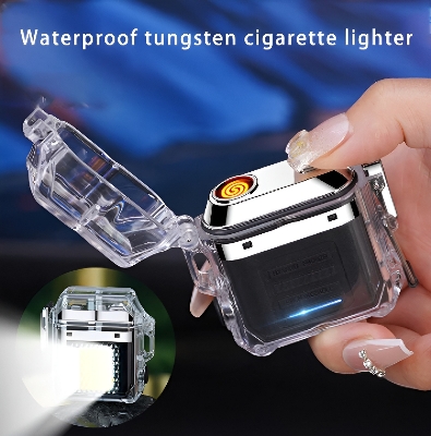 Picture of Type C Fast Charging Transparent Shell Waterproof Tungsten Filament Ci#garette Lighter with Lighting for Men Charging Light