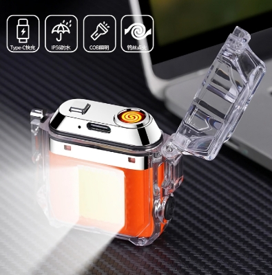 Picture of Type C Fast Charging Transparent Shell Waterproof Tungsten Filament Ci#garette Lighter with Lighting for Men Charging Light