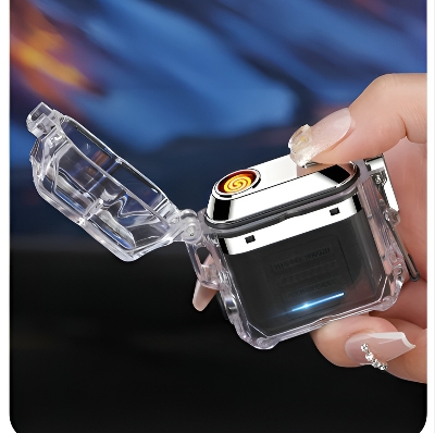 Picture of Type C Fast Charging Transparent Shell Waterproof Tungsten Filament Ci#garette Lighter with Lighting for Men Charging Light