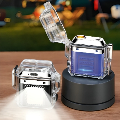 Picture of Type C Fast Charging Transparent Shell Waterproof Tungsten Filament Ci#garette Lighter with Lighting for Men Charging Light