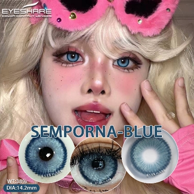 Picture of New Sem.por.na Blue Color Contact Lens With Regular Kit Box For Men and Women. 1 Pair Sem.por.na Blue Color Contact Lens For Eye makeup And Eyefashion. Sem.por.na  Series Contact Lens #sem