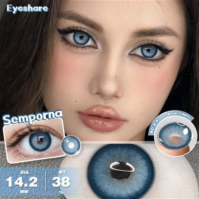 Picture of New Sem.por.na Blue Color Contact Lens With Regular Kit Box For Men and Women. 1 Pair Sem.por.na Blue Color Contact Lens For Eye makeup And Eyefashion. Sem.por.na  Series Contact Lens #sem