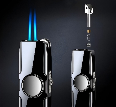 Picture of New Metal Fidget Spinner Cool Lighter Windproof Blue Flame Turbo Torch Jet Lighter
