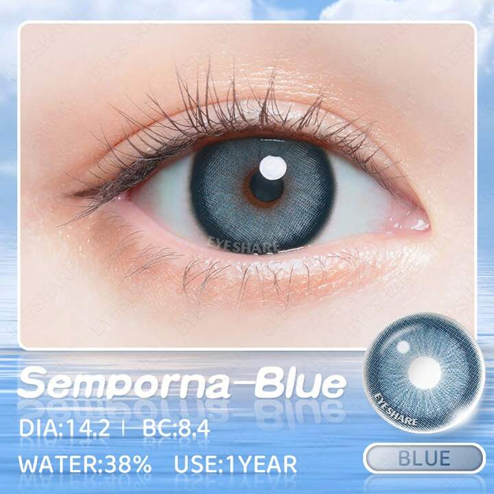 Picture of New Eyeshare Sem.por.na Blue Color Contact Lens With Regular Kit Box For Men and Women. 1 Pair Sem.por.na Blue Color Contact Lens For Eye makeup And Eyefashion.Eyeshare Sem.por.na Series Contact Lens #sem
