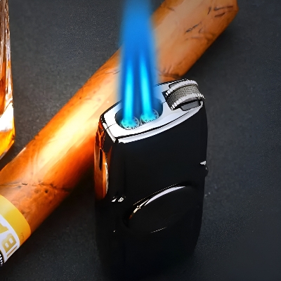 Picture of New Metal Fidget Spinner Cool Lighter Windproof Blue Flame Turbo Torch Jet Lighter