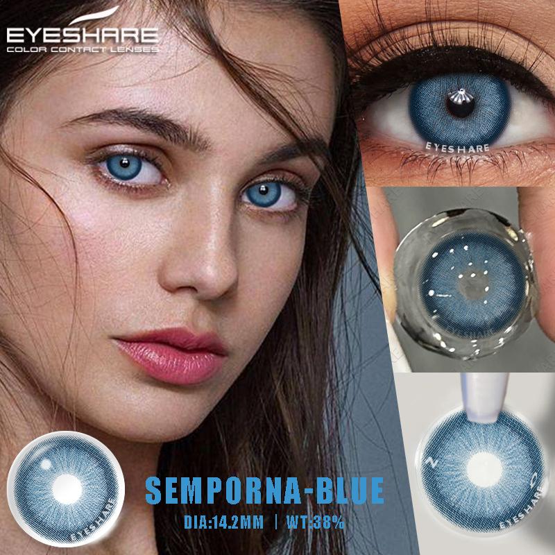 Picture of New Eyeshare Sem.por.na Blue Color Contact Lens With Regular Kit Box For Men and Women. 1 Pair Sem.por.na Blue Color Contact Lens For Eye makeup And Eyefashion.Eyeshare Sem.por.na Series Contact Lens #sem