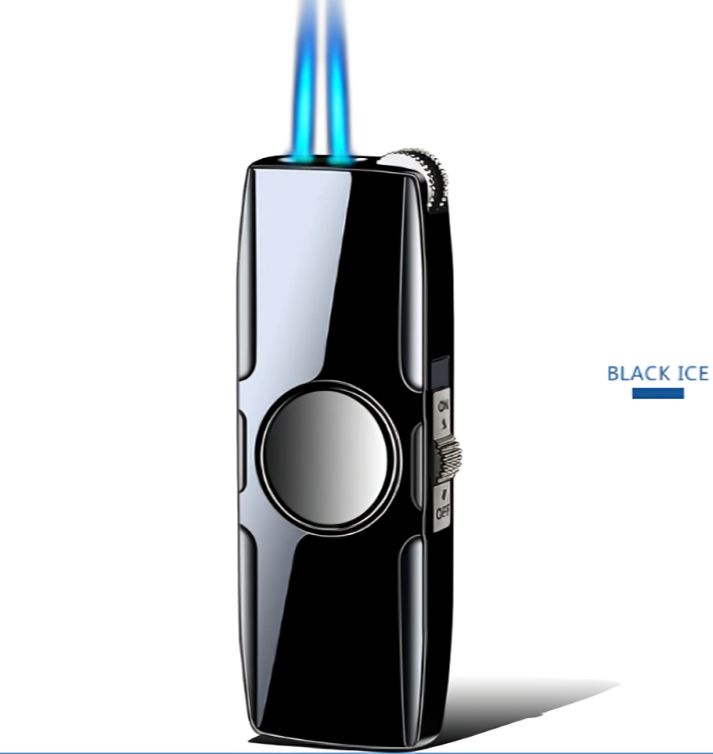 Picture of New Metal Fidget Spinner Cool Lighter Windproof Blue Flame Turbo Torch Jet Lighter