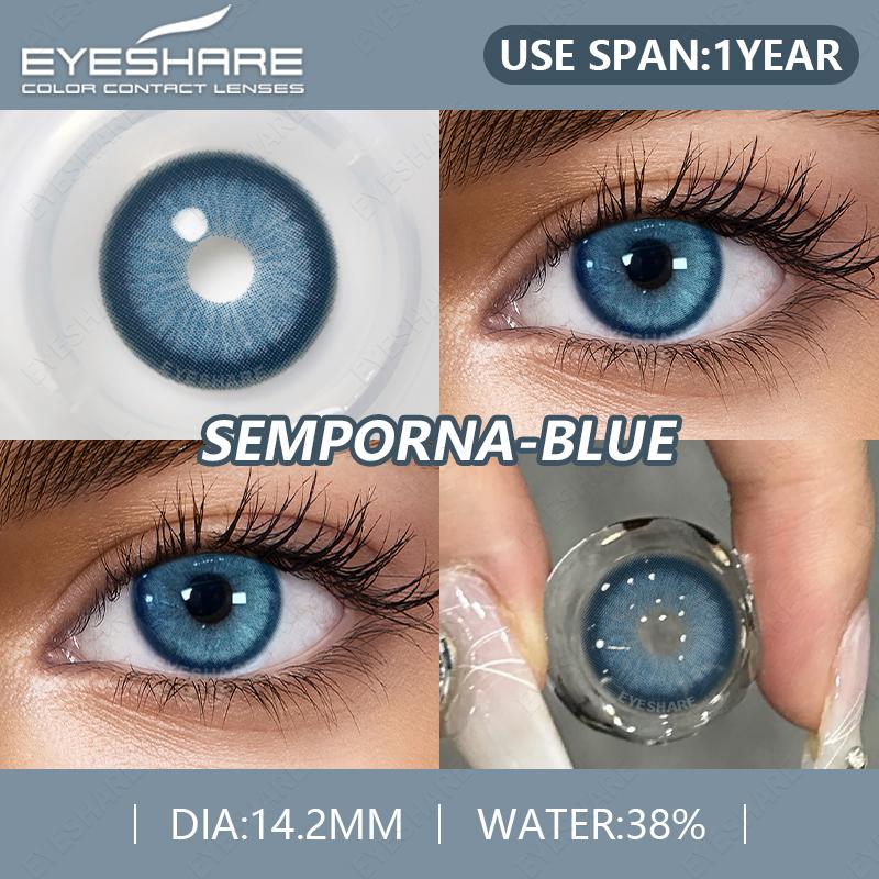 Picture of New Eyeshare Sem.por.na Blue Color Contact Lens With Regular Kit Box For Men and Women. 1 Pair Sem.por.na Blue Color Contact Lens For Eye makeup And Eyefashion.Eyeshare Sem.por.na Series Contact Lens #sem