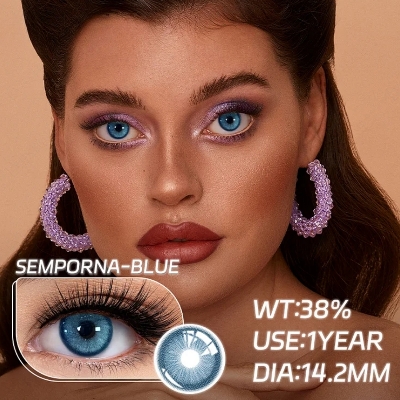 Picture of New Sem.por.na Blue Color Contact Lens With Regular Kit Box For Men and Women. 1 Pair Sem.por.na Blue Color Contact Lens For Eye makeup And Eyefashion. Sem.por.na  Series Contact Lens #sem