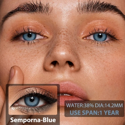 Picture of New Sem.por.na Blue Color Contact Lens With Regular Kit Box For Men and Women. 1 Pair Sem.por.na Blue Color Contact Lens For Eye makeup And Eyefashion. Sem.por.na  Series Contact Lens #sem