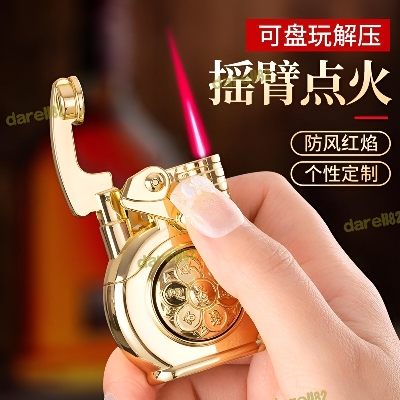 Picture of Butane Torch Lighter - Vintage Rocker Arm Lighter, Windproof Reusable Adjustable Jet Flame Lighters