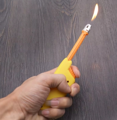 Picture of Candle Lighter Adjustable Kitchen Igniter Mini Butane Gas Refillable Plastic Torch Lighter for BBQ Outdoor Fire Start 11-18cm lighter