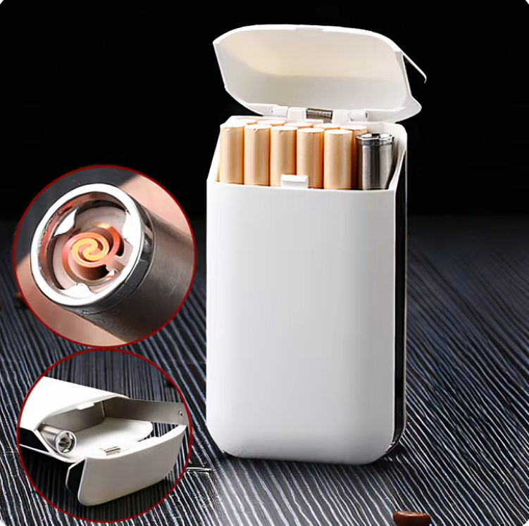 Picture of Small Cigarete Case Lighter Integrated USB Rechargeable Windproof Lighter Creative Split Cigarete Lighter Men's Gadget