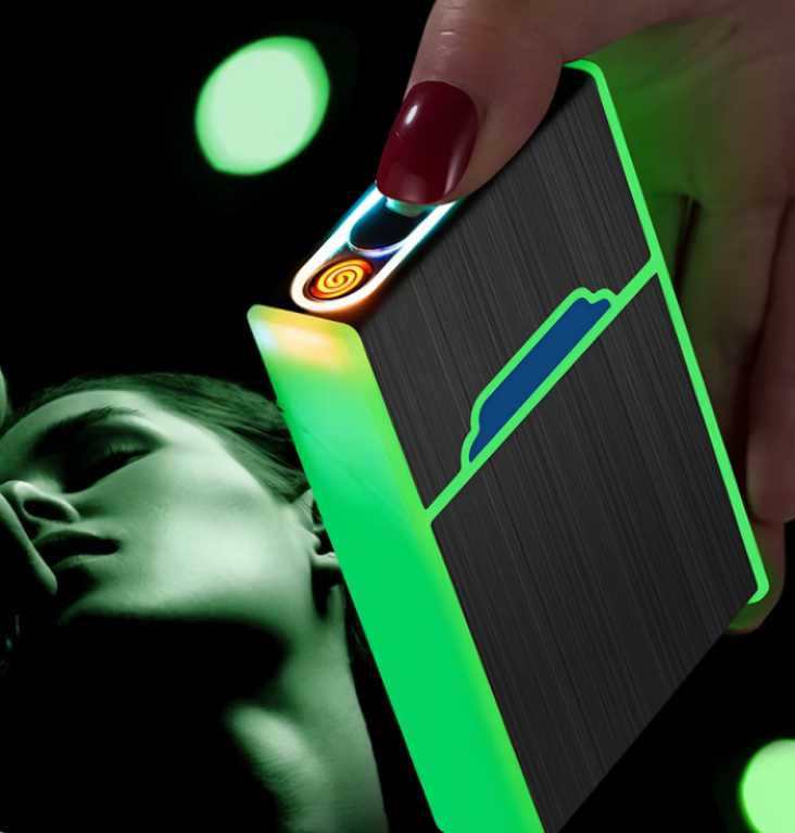 Picture of Small Cigarete Case Lighter Integrated USB Rechargeable Windproof Lighter Creative Split Cigarete Lighter Men's Gadget