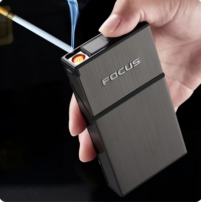 Picture of Small Cigarete Case Lighter Integrated USB Rechargeable Windproof Lighter Creative Split Cigarete Lighter Men's Gadget