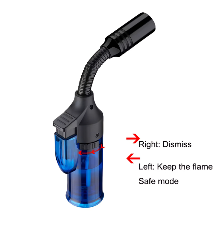 Picture of 360 Degree Hose Torch Lighter Gas visible Jet Lighter Refillable Butane Lighter Adjustable Flame size Men's Gadget