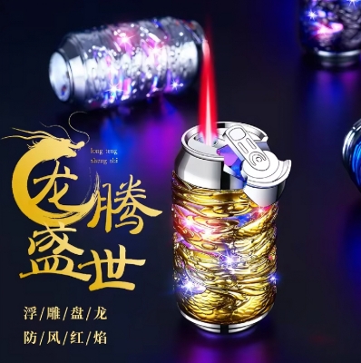 Picture of New Butane Gas Lighter 3D Relief Panlong Colorful Luminescent Inflatable Lighter