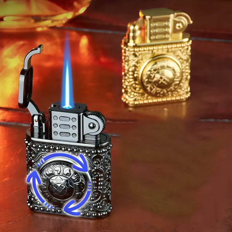 Picture of Creative Vintage Metal red Lighter Lucky Wheel Rotating Gas Lighter Windproof Lighter