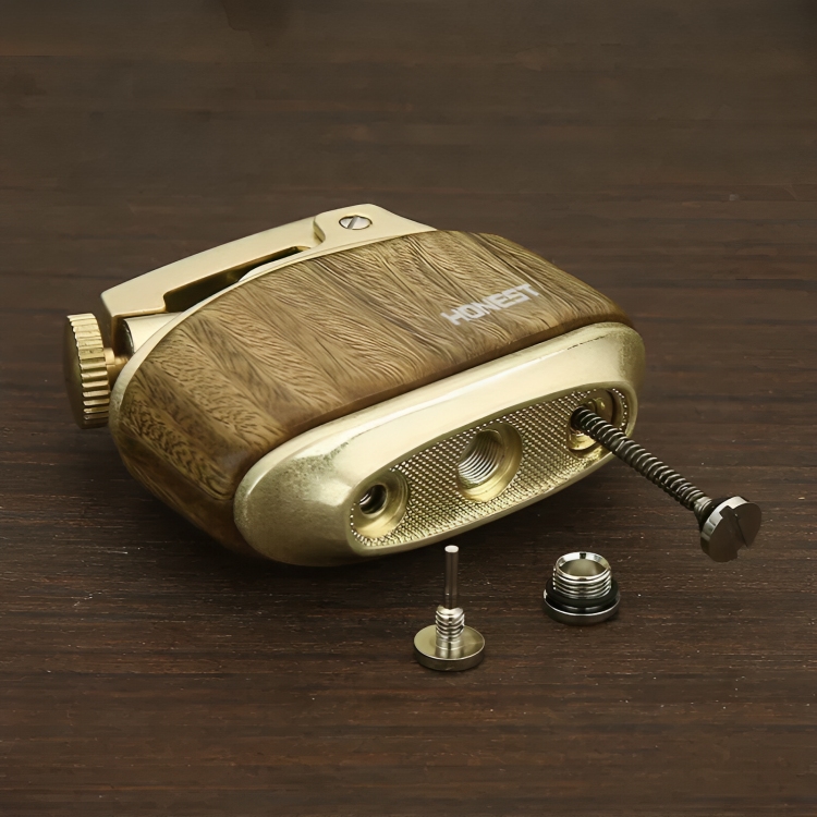 Picture of Retro Creative Compact Sandalwood Kerosene Lighter Personalized One-click Ejection Ignition Old-fashioned Windproof for Men