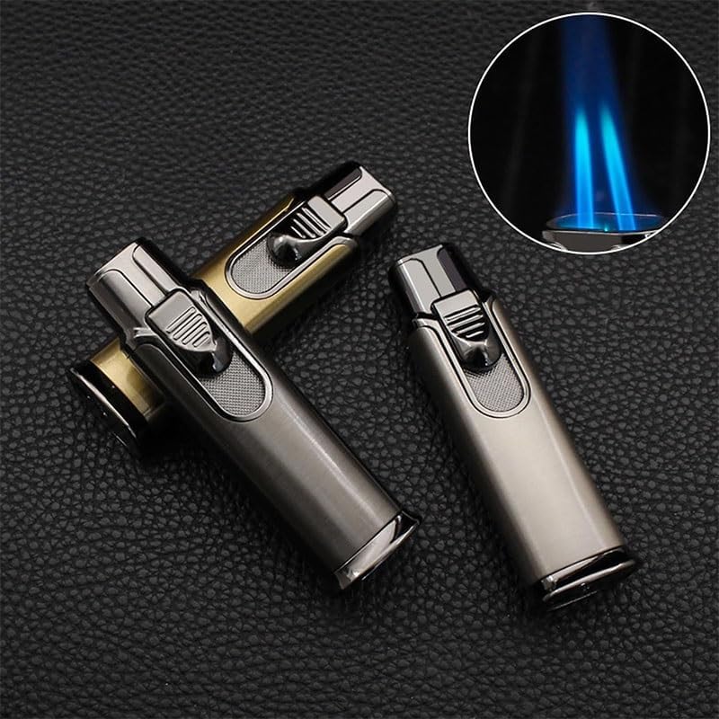 Picture of Metal Double Flame Windproof Lighter Large Flame Lighter Jet Flame Lighter Gadgets For Men