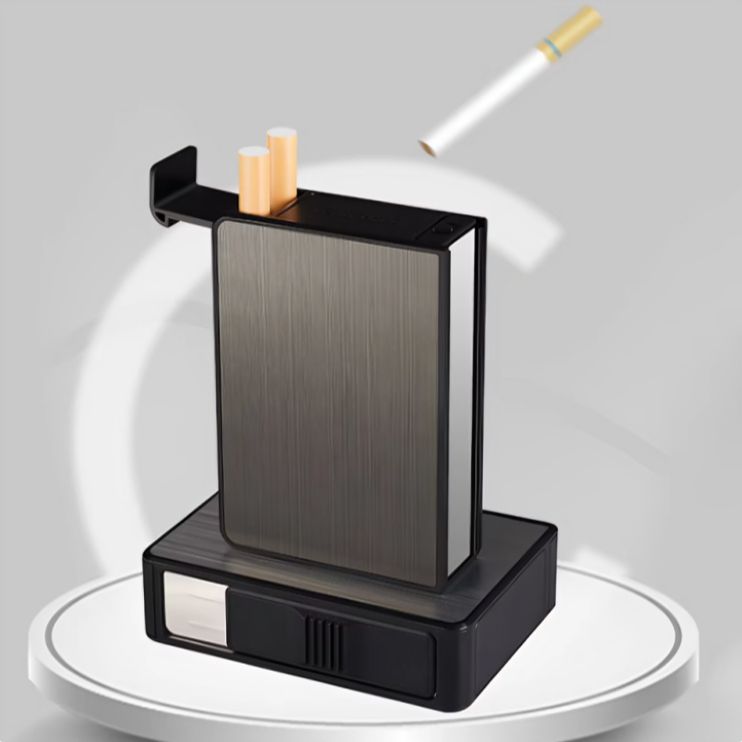 Picture of Portable Automatic Waterproof Metal Ci@garette Box 20pcs Capacity Ci@garette Holder Case Not Lighter Gadget For Men